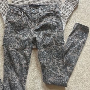 Joe's Floral Snakeskin Print Beige Skinny Jeans